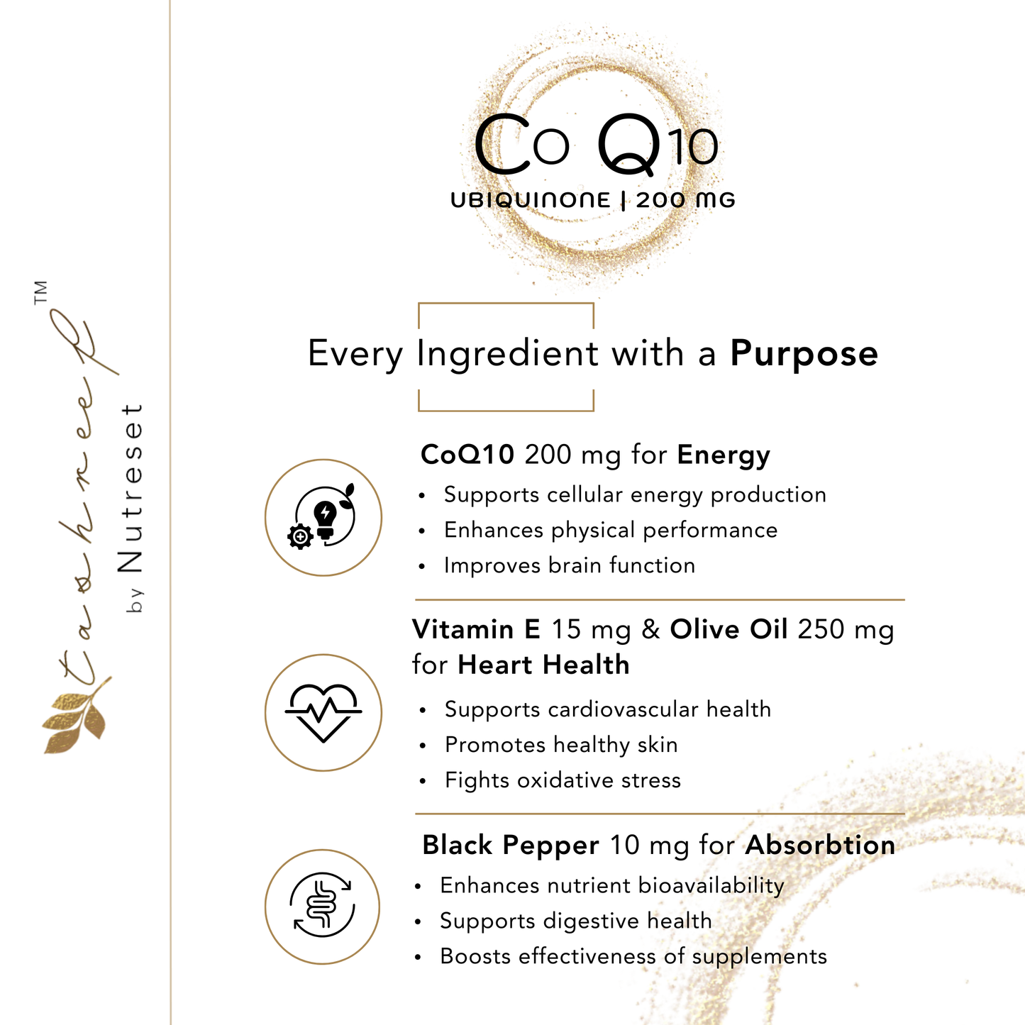 Tashreef CoQ10 200 mg (Ubiquinone) Softgels – Premium Heart, Energy & Antioxidant Support*