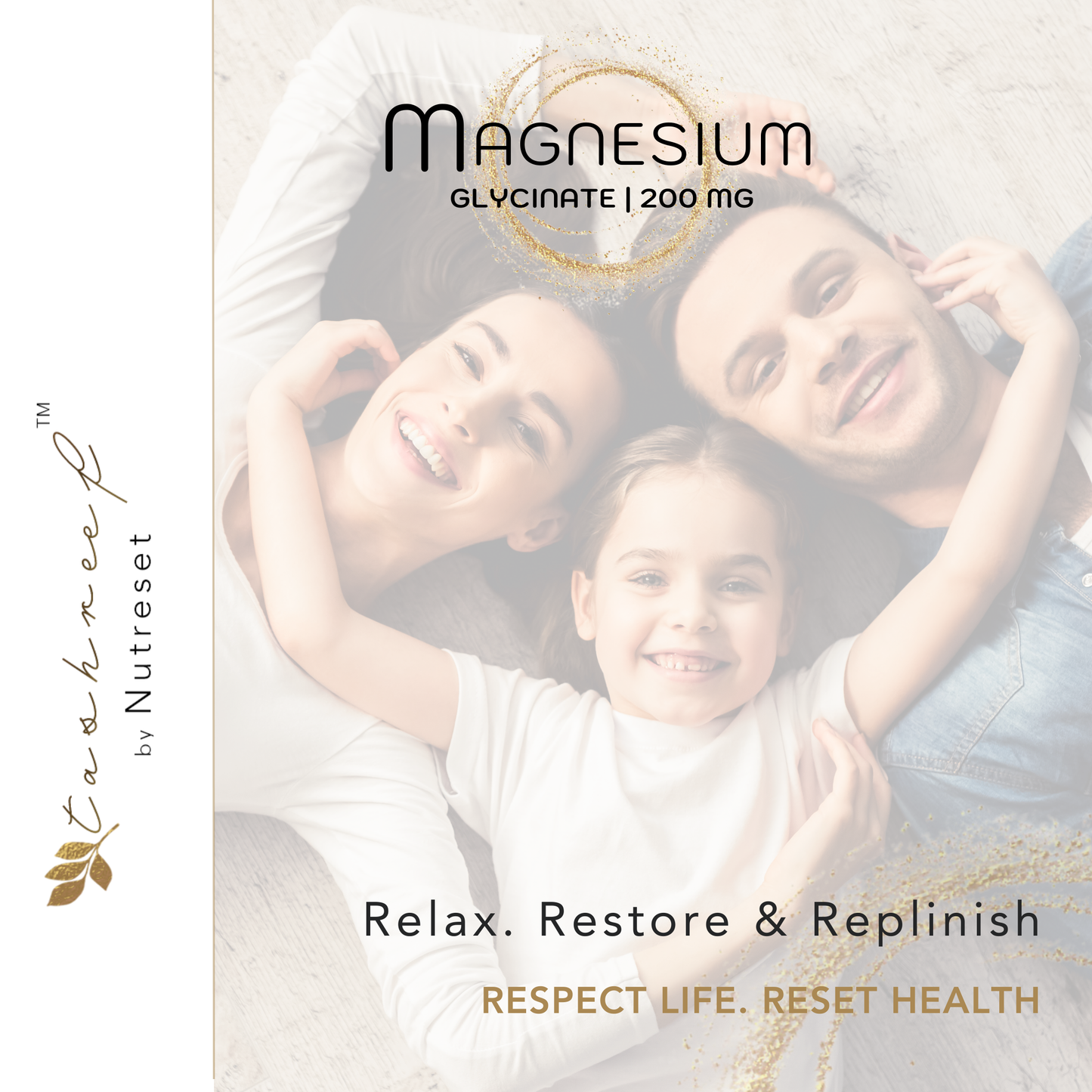 Tashreef Magnesium Glycinate 200mg – Bone, Heart & Muscle Support, 60 Ct
