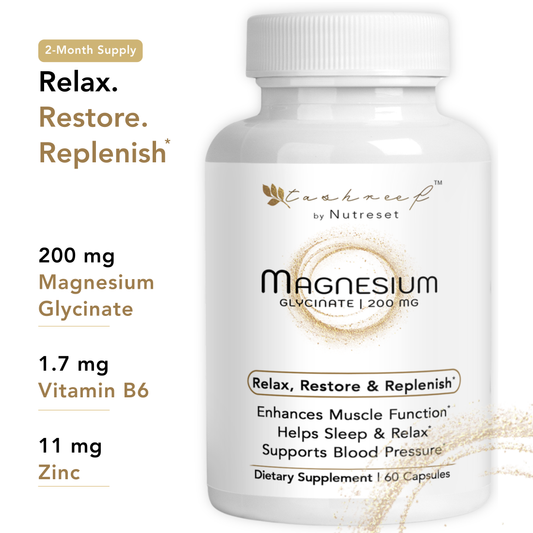Tashreef Magnesium Glycinate 200 mg Chelated Mineral Supplement, 60 Capsules