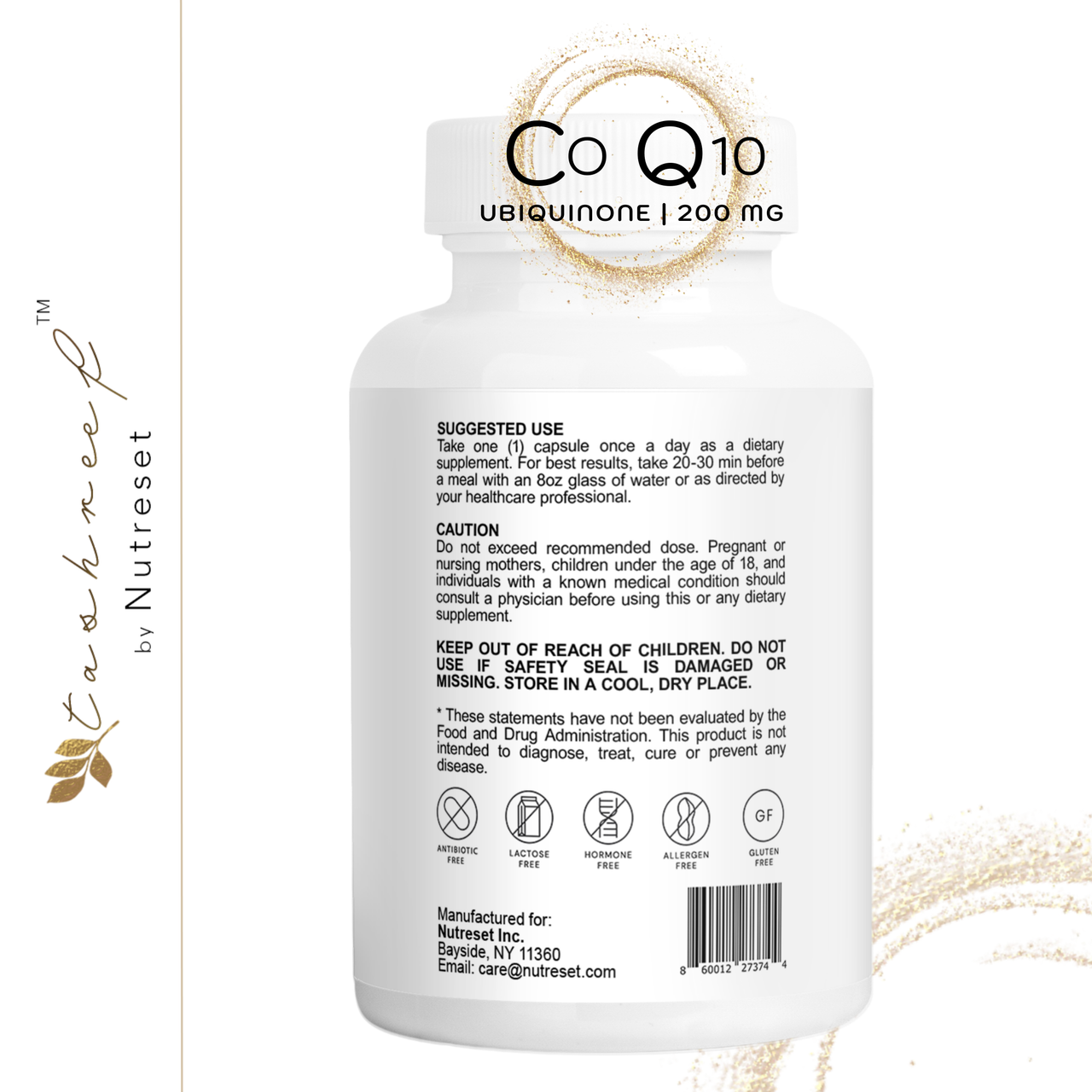 Tashreef CoQ10 (Ubiquinone) Capsules, 200 mg – 60 Count