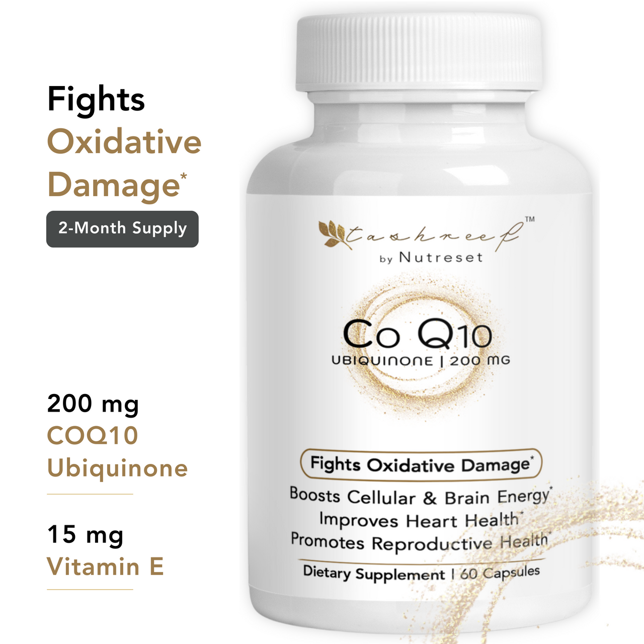Tashreef CoQ10 (Ubiquinone) Capsules, 200 mg – 60 Count